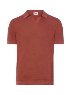 Drykorn Herren Strick-Poloshirt in cognac rot