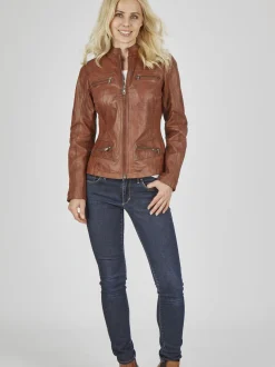 7 eleven Damen Lederjacke - SETRINA in braun