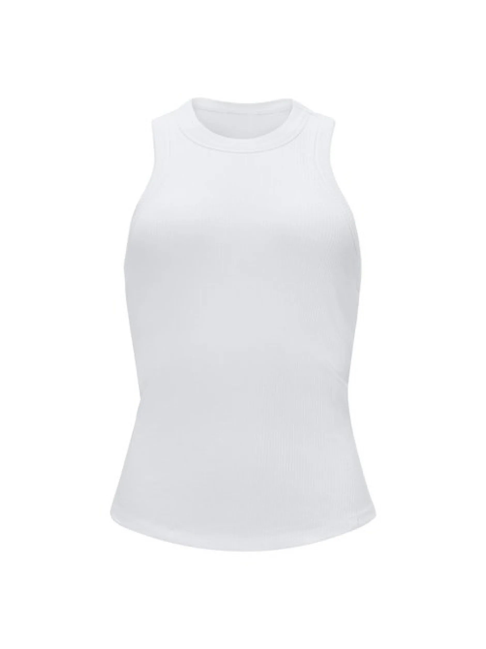 Fabletics Damen Top High Neck Rib mit integriertem BH in weiß
