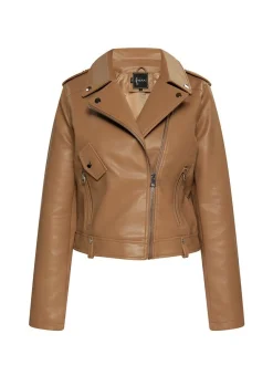 Faina Damen Bikerjacke aus Kunstleder in beige