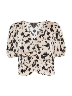Faina Damen Bluse in beige - Ausschnitt: V-Ausschnitt