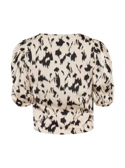 Faina Damen Bluse in beige - Ausschnitt: V-Ausschnitt