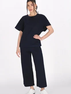 Faina Damen Bluse in marine - Ausschnitt: Rundhals