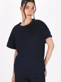 Faina Damen Bluse in marine - Ausschnitt: Rundhals