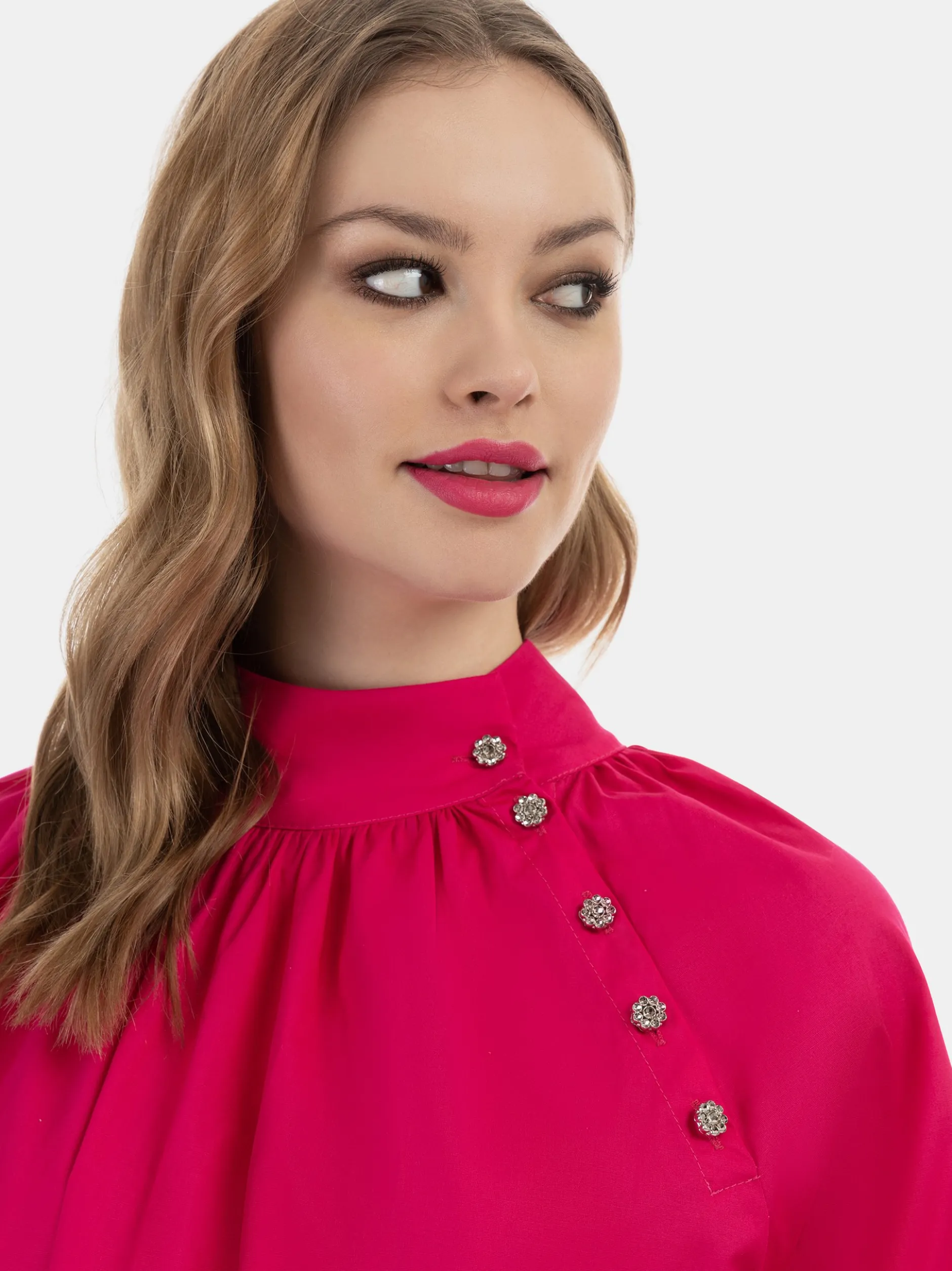 Faina Damen Bluse in pink - Ausschnitt: ohne Kragen