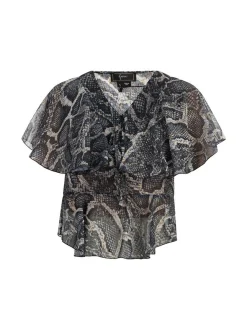 Faina Damen Bluse in schwarz - Ausschnitt: V-Ausschnitt
