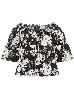 Faina Damen Carmenbluse in schwarz - Ausschnitt: Carmen