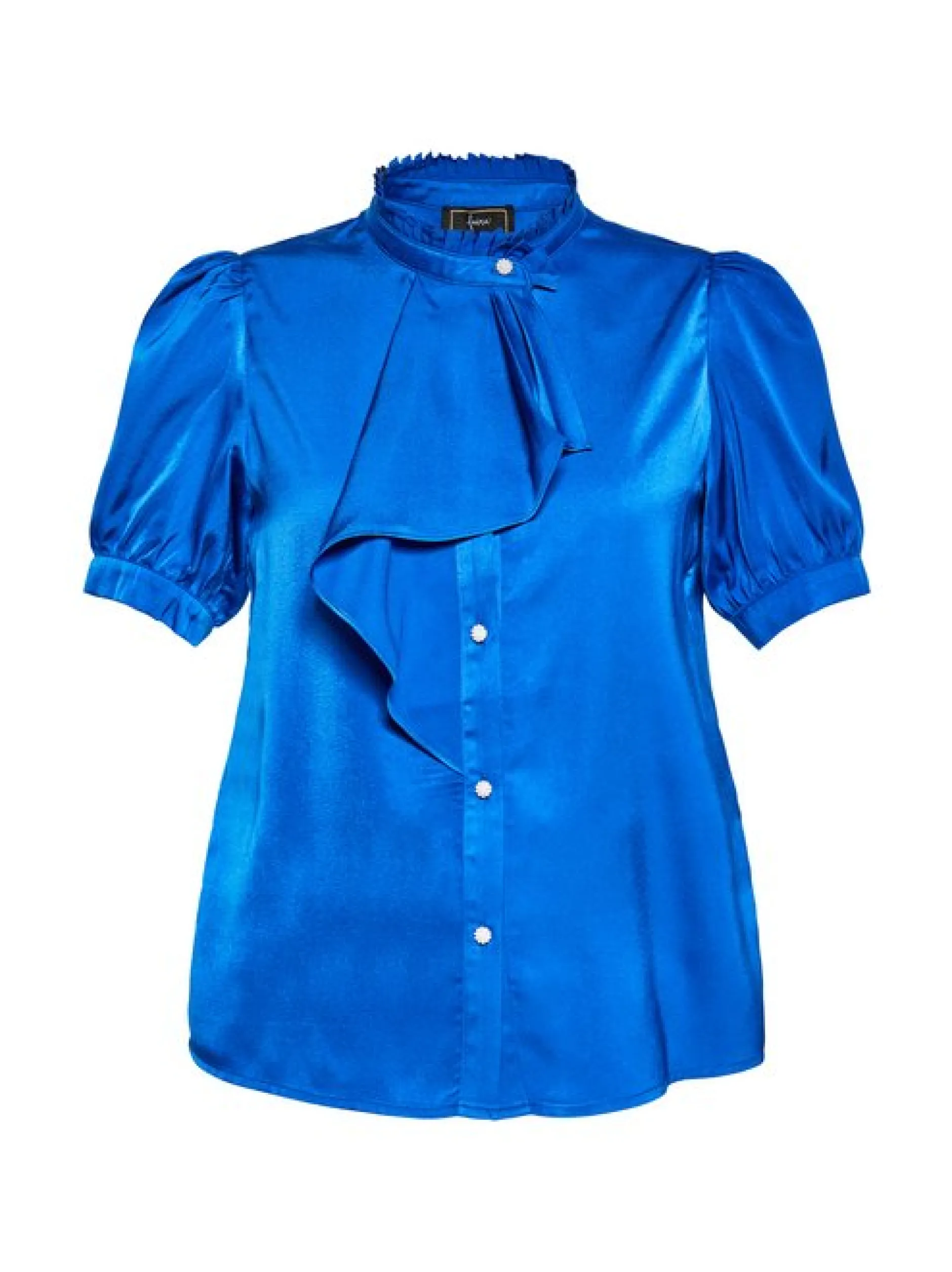 Faina Damen Hemdbluse in blau - Ausschnitt: ohne Kragen