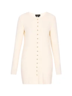 Faina Damen Kleid in beige - Ausschnitt: Rundhals