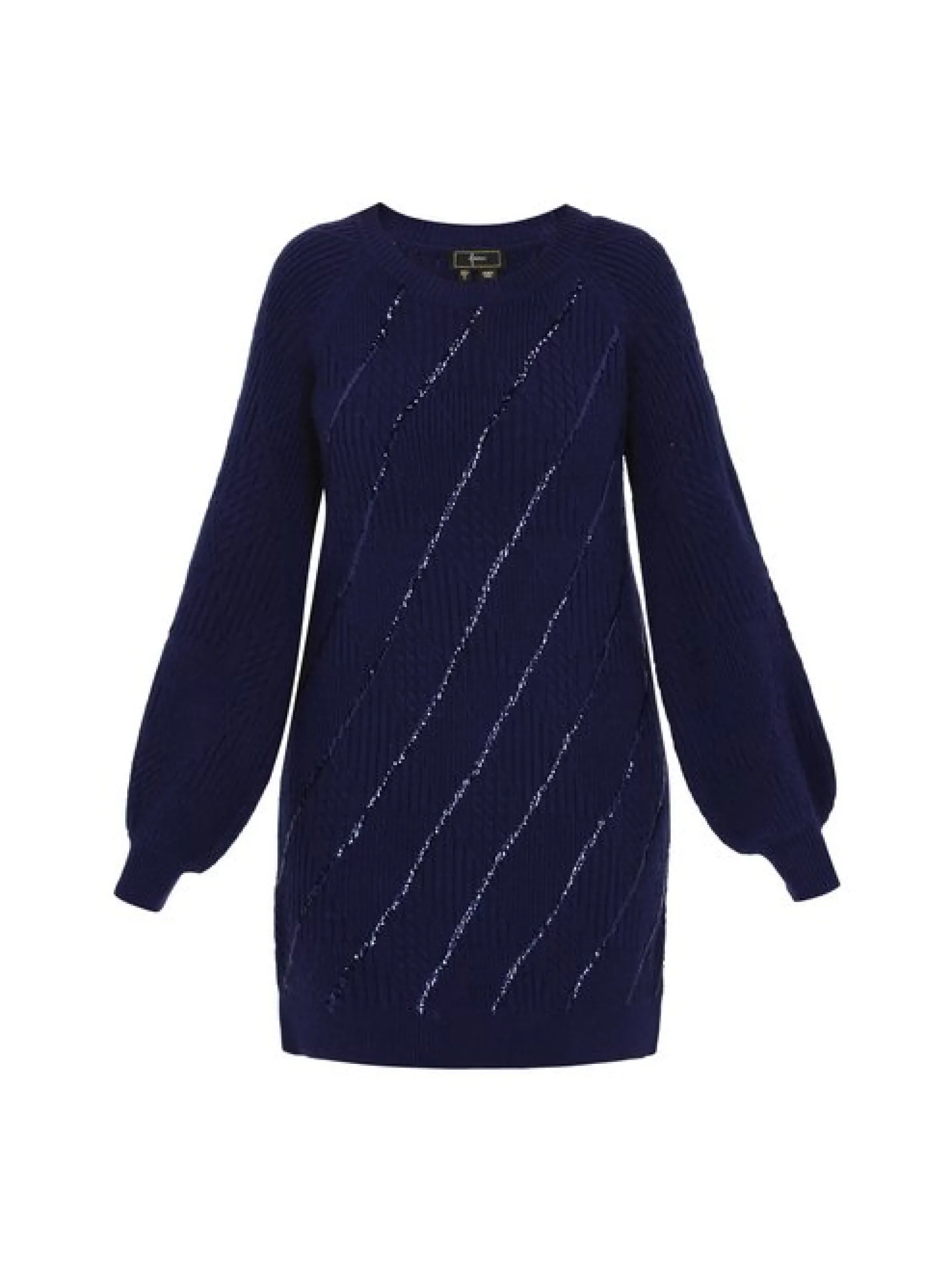 Faina Damen Kleid in blau - Ausschnitt: Rundhals