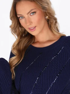 Faina Damen Kleid in blau - Ausschnitt: Rundhals