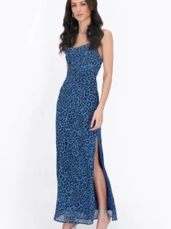 Faina Damen Kleid in blau - Länge: mittel