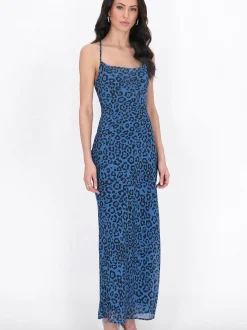 Faina Damen Kleid in blau - Länge: mittel