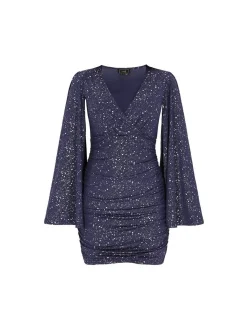 Faina Damen Kleid in blau - Länge: mittel