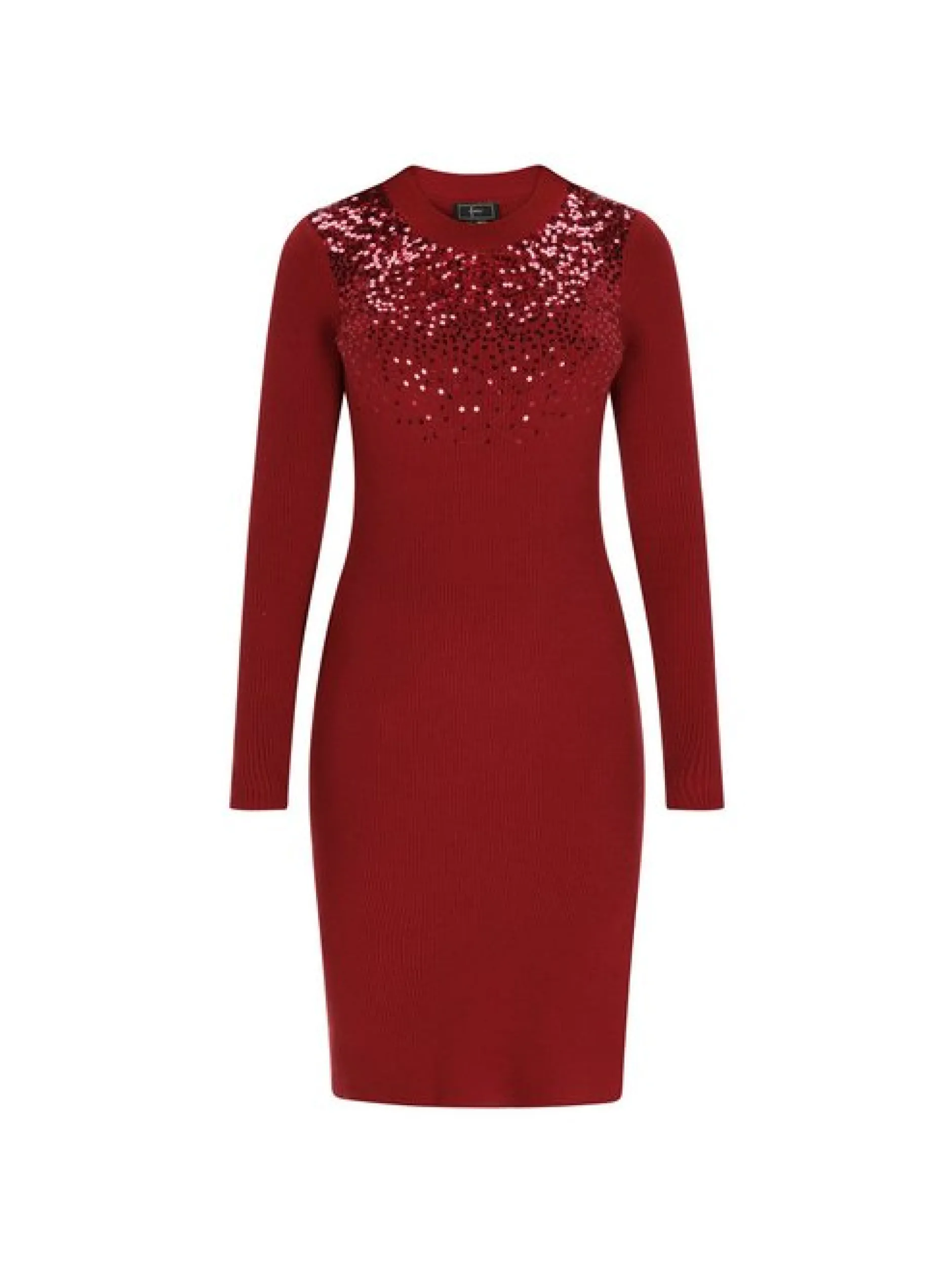 Faina Damen Kleid in bordeaux - Ausschnitt: Rundhals