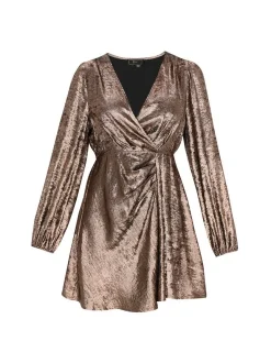 Faina Damen Kleid in braun - Ausschnitt: Rundhals