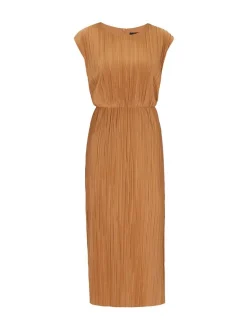 Faina Damen Kleid in camel - Ausschnitt: Rundhals