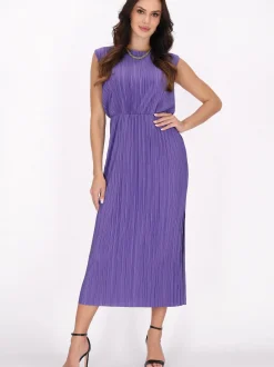 Faina Damen Kleid in lila - Ausschnitt: Rundhals