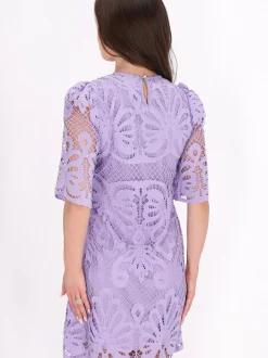 Faina Damen Kleid in lila - Ausschnitt: Rundhals