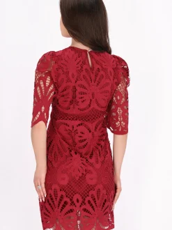 Faina Damen Kleid in rot - Ausschnitt: Rundhals