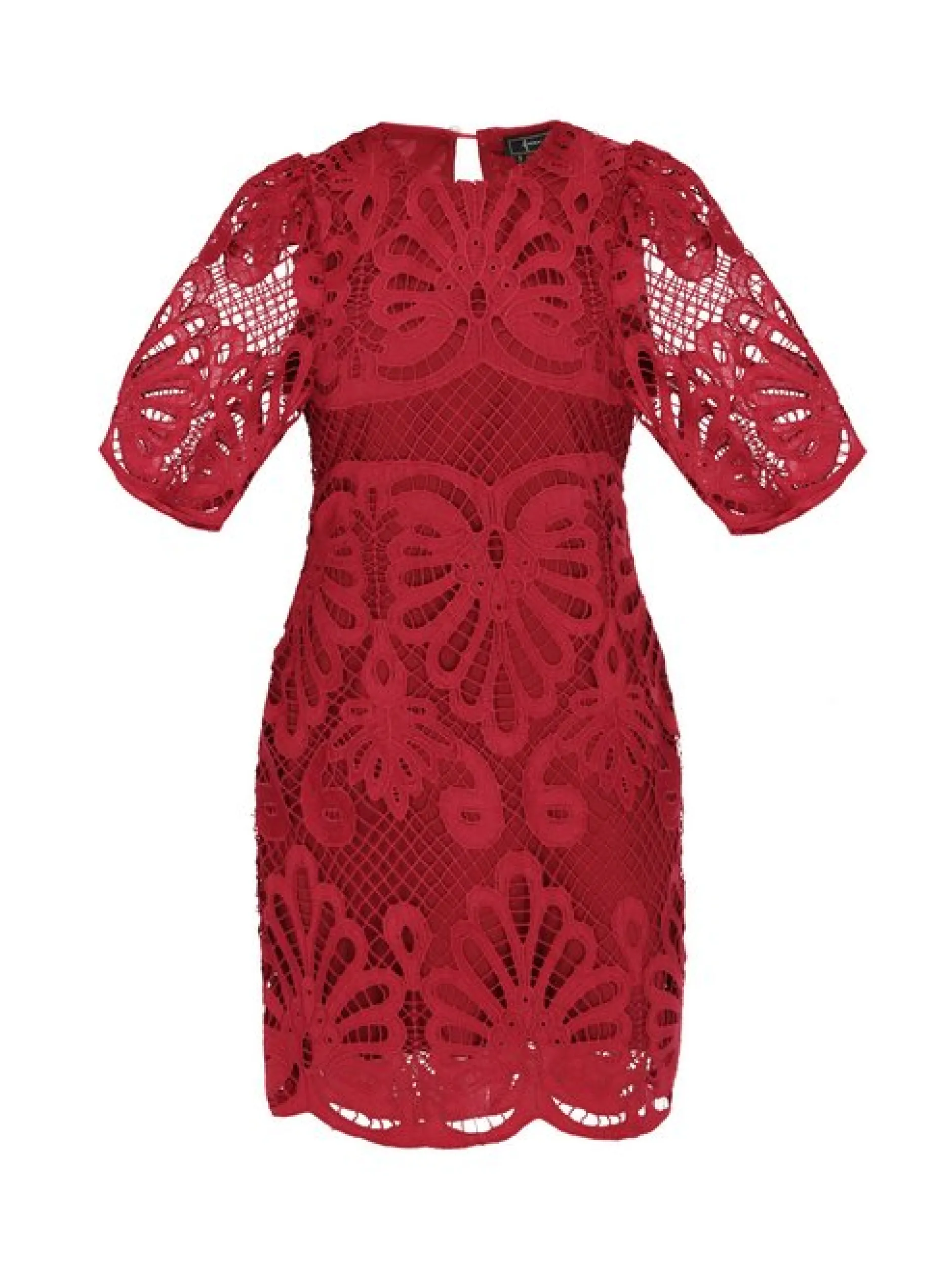 Faina Damen Kleid in rot - Ausschnitt: Rundhals