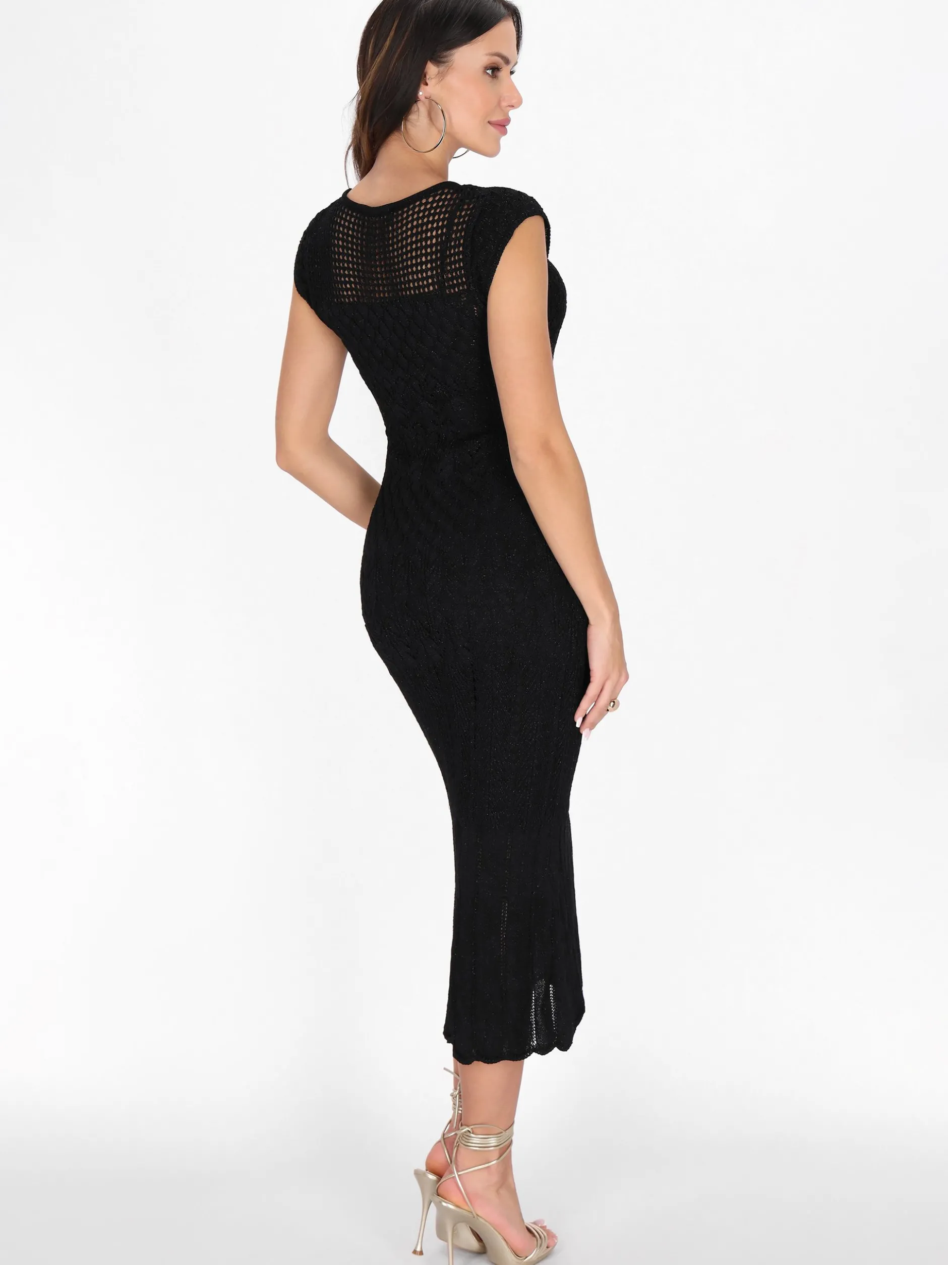 Faina Damen Kleid in schwarz - Ausschnitt: Rundhals
