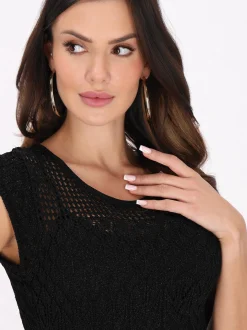 Faina Damen Kleid in schwarz - Ausschnitt: Rundhals