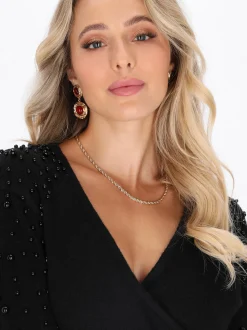 Faina Damen Kleid in schwarz - Länge: mittel