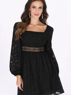 Faina Damen Kleid in schwarz - Länge: mittel