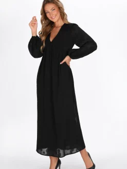 Faina Damen Kleid in schwarz - Länge: mittel