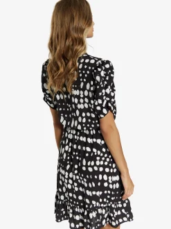 Faina Damen Kleid in schwarz weiß - Länge: mittel