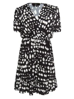 Faina Damen Kleid in schwarz weiß - Länge: mittel