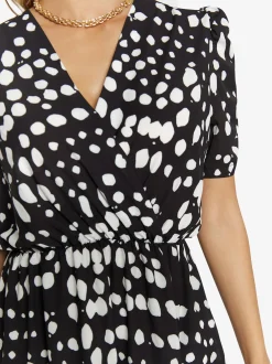 Faina Damen Kleid in schwarz weiß - Länge: mittel