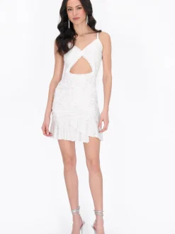 Faina Damen Kleid in weiß - Länge: mittel