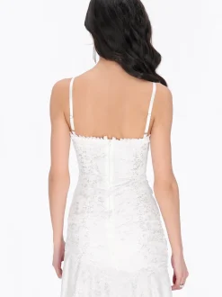 Faina Damen Kleid in weiß - Länge: mittel