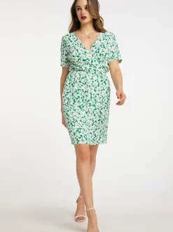 Faina Damen Kleid mit Blumenmuster in grün weiß