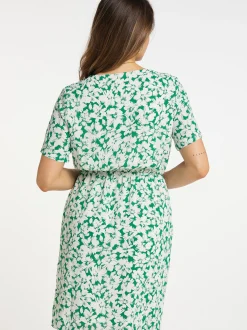 Faina Damen Kleid mit Blumenmuster in grün weiß