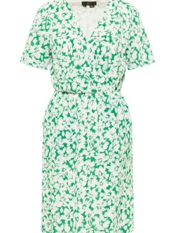 Faina Damen Kleid mit Blumenmuster in grün weiß