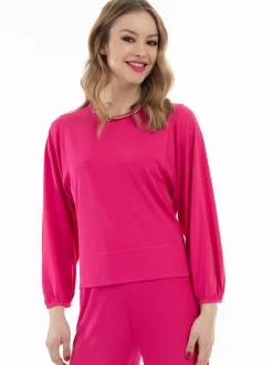 Faina Damen Langarmshirt in pink - Ausschnitt: Rundhals