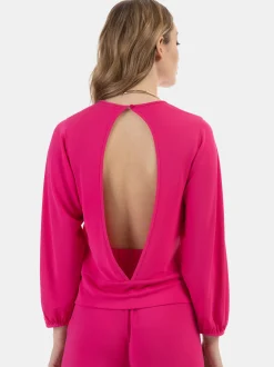 Faina Damen Langarmshirt in pink - Ausschnitt: Rundhals