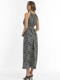 Faina Damen Maxikleid mit Leoprint in mehrfarbig