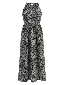 Faina Damen Maxikleid mit Leoprint in mehrfarbig