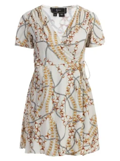 Faina Damen Minikleid mit Allover-Print in weiß