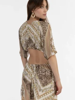 Faina Damen Minikleid mit Cut-outs in beige