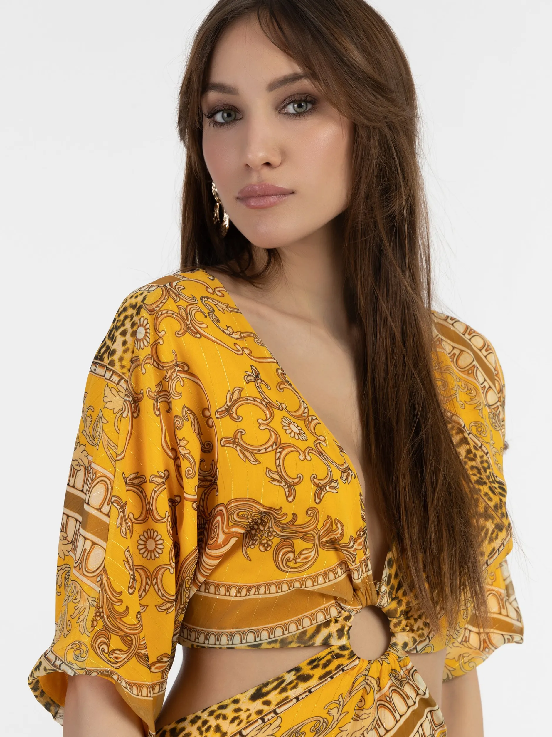 Faina Damen Minikleid mit Cut-outs in gelb - Länge: kurz