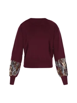 Faina Damen Pullover in bordeaux - Ausschnitt: Rundhals
