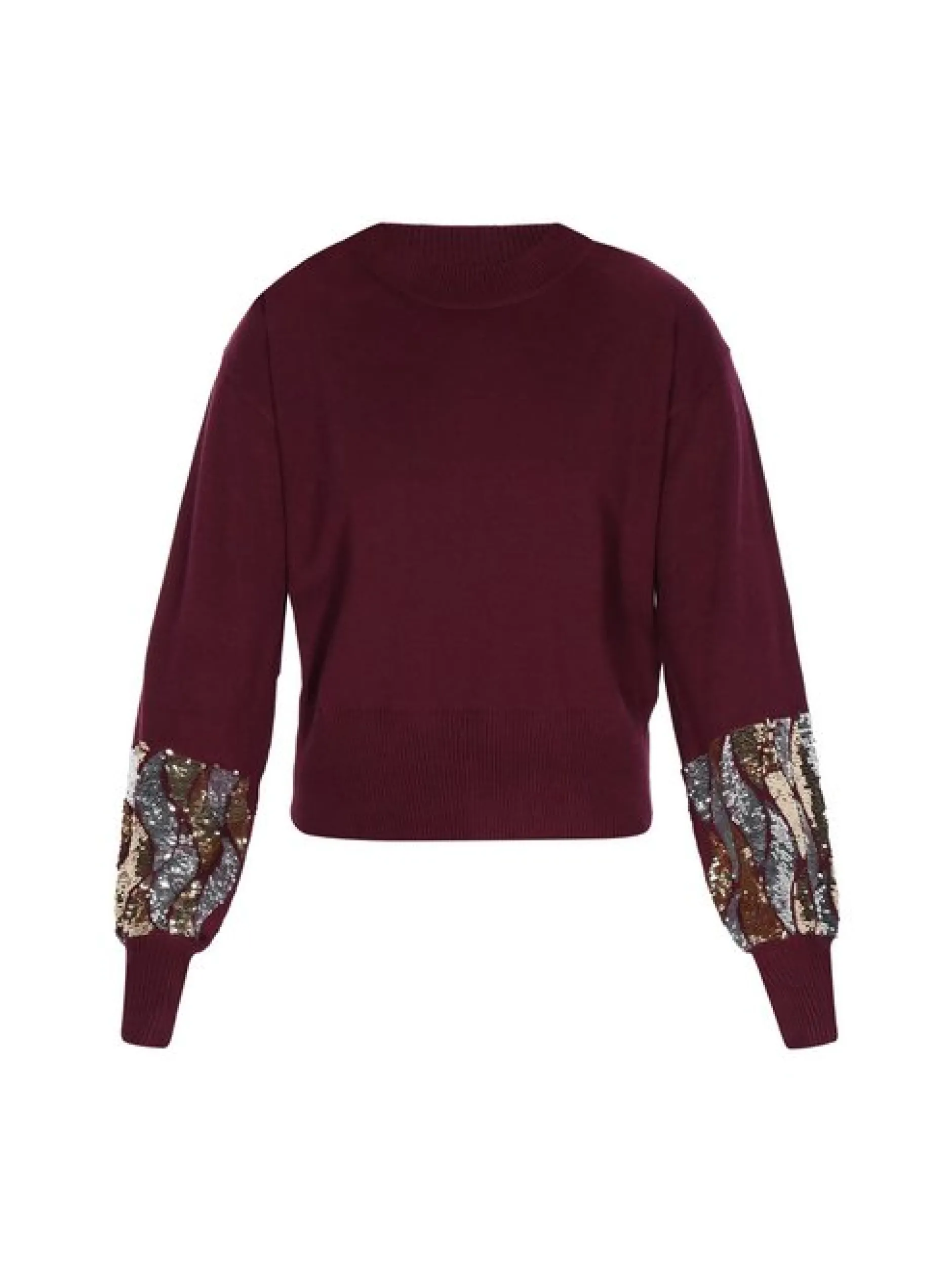 Faina Damen Pullover in bordeaux - Ausschnitt: Rundhals