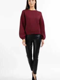 Faina Damen Pullover in bordeaux - Ausschnitt: Rundhals