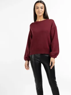 Faina Damen Pullover in bordeaux - Ausschnitt: Rundhals