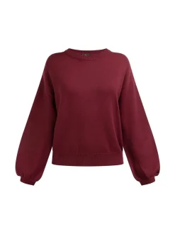 Faina Damen Pullover in bordeaux - Ausschnitt: Rundhals